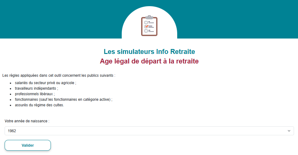Simulateur de départ anticipé pour handicap simulateur d'âge légal de départ a la retraite